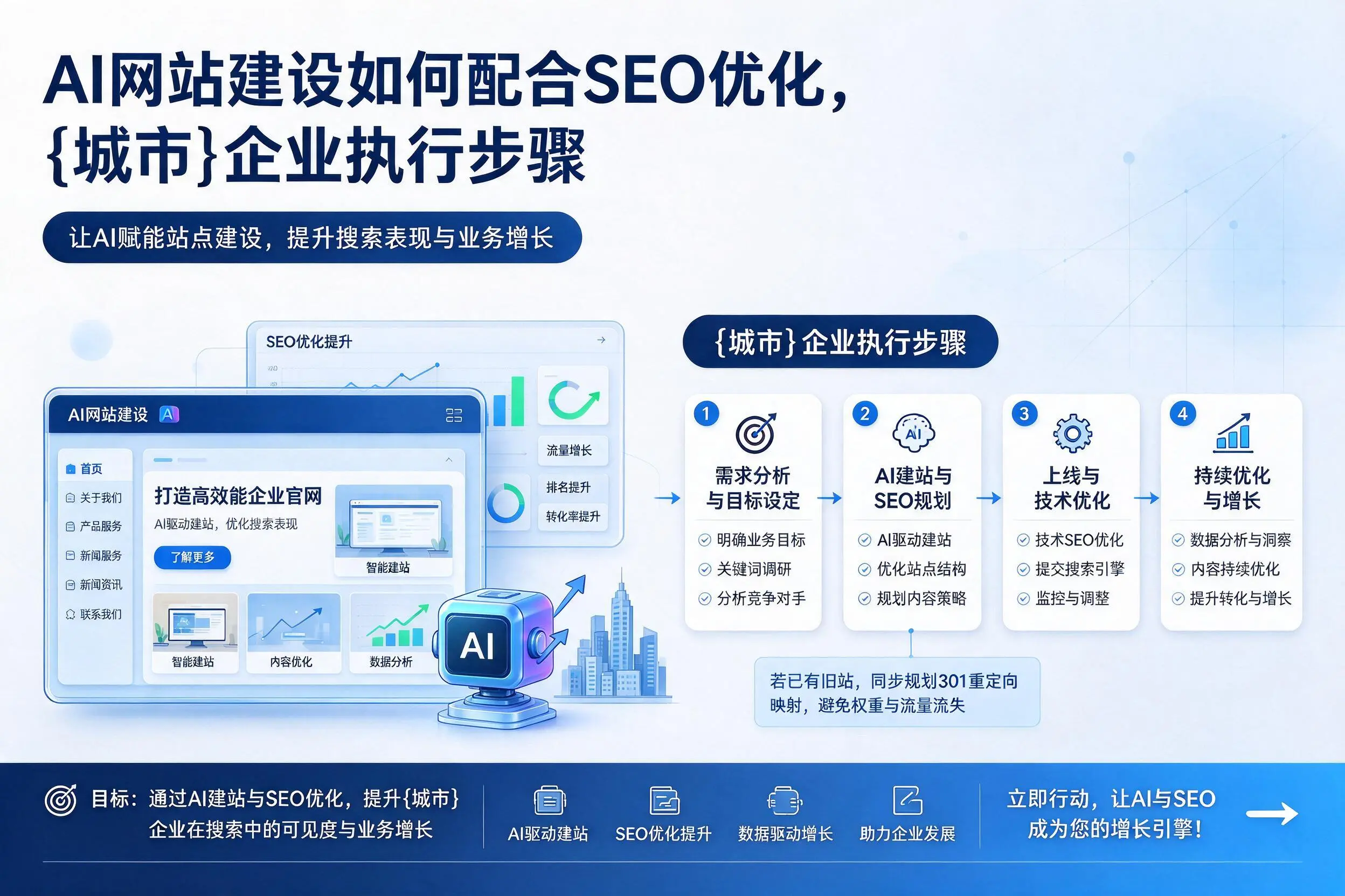 AI网站建设如何配合SEO优化，张家界企业执行步骤